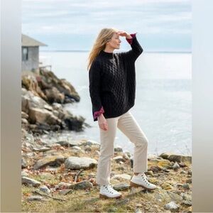 Mersea dark grey Lisbon Cable Knit Sweater